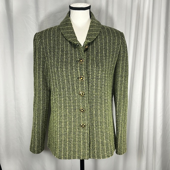 Vintage St. John Collection by Marie Gray Women’s Green Button Up Blazer, Size 6 - Picture 1 of 4